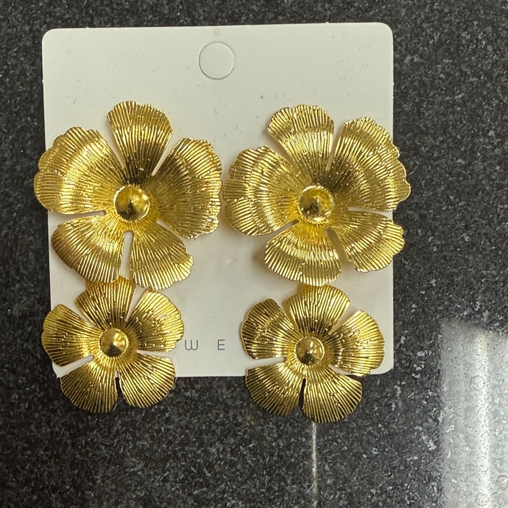 14K Gold-Plated African Floral Statement Earrings